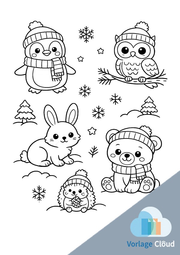 ausmalbilder winter tiere