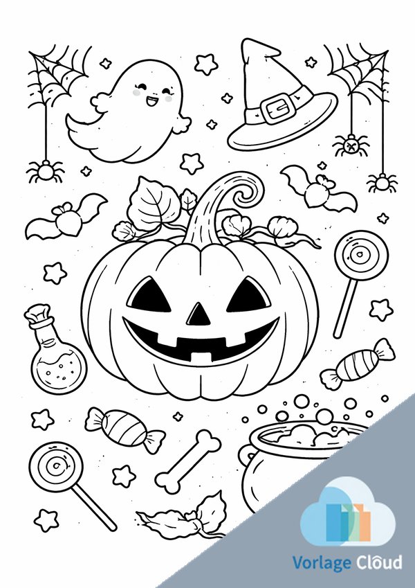halloween kürbis ausmalbild