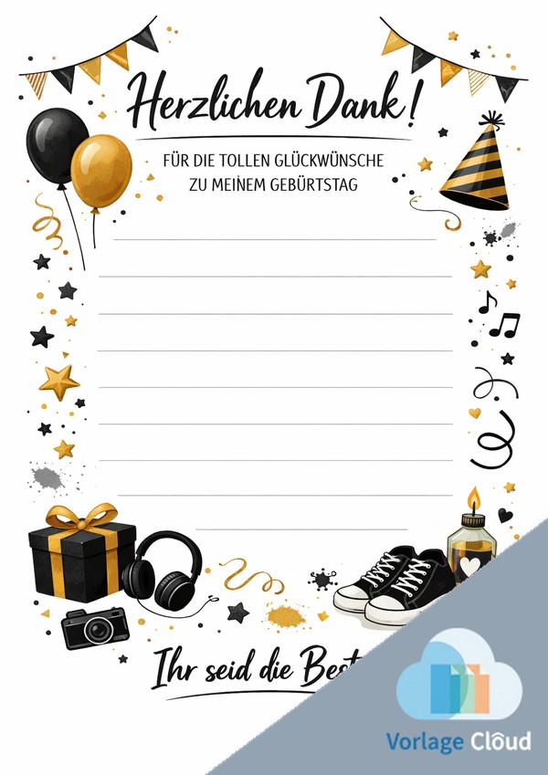 karte mit text danksagung geburtstag