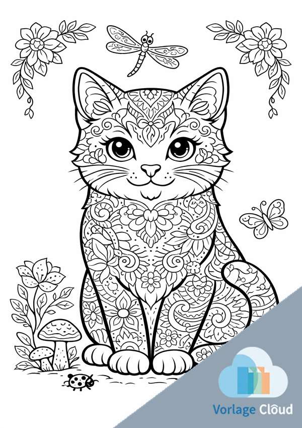 katze zum ausmalen