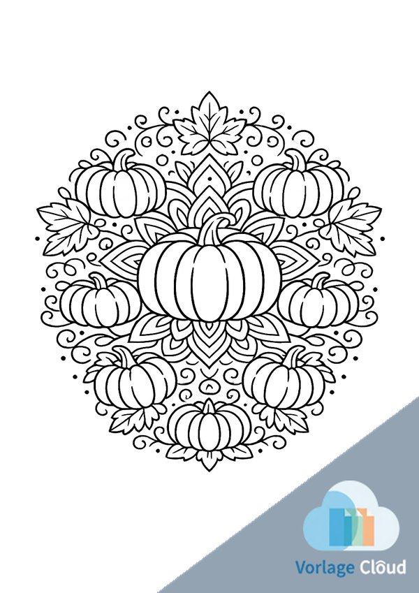 Kürbis Mandala Malvorlage