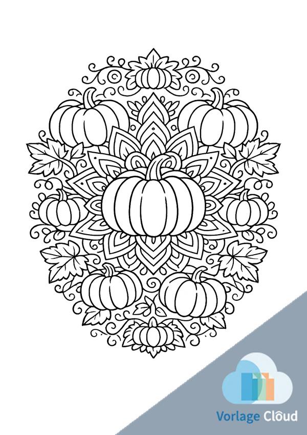 kürbis mandala zum ausmalen