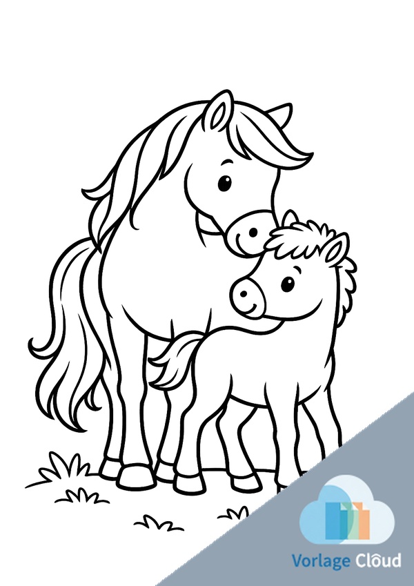 pferd mit fohlen ausmalbild