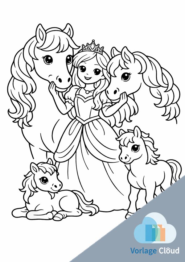 prinzessin pferd ausmalbild