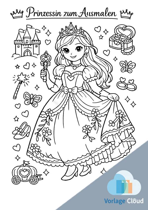 prinzessin zum ausmalen