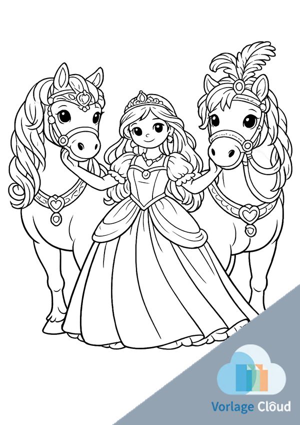 prinzessinnen mit pferd bilder zum ausmalen