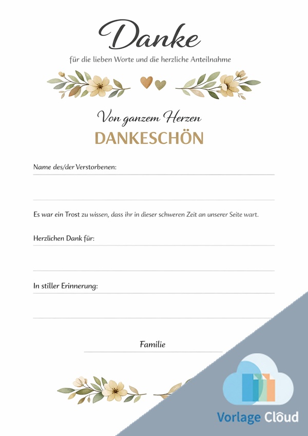 trauerkarte danksagung