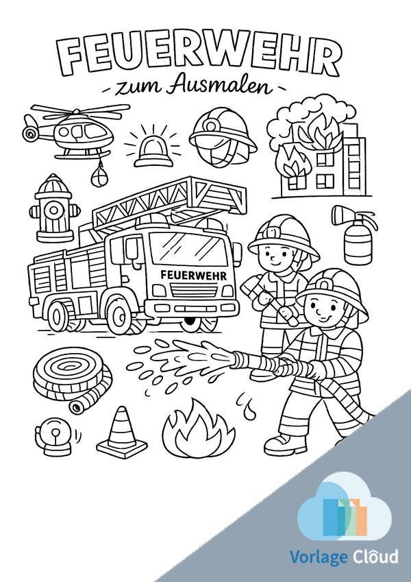 ausmalbilder feuerwehr kleinkinder