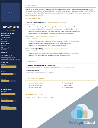 bewerbung als verkäufer muster