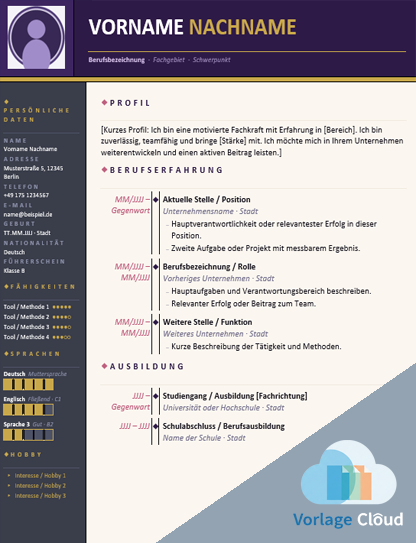 cv lebenslauf vorlage word