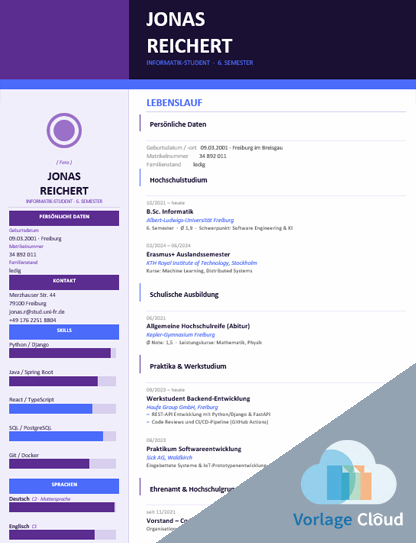 lebenslauf duales studium