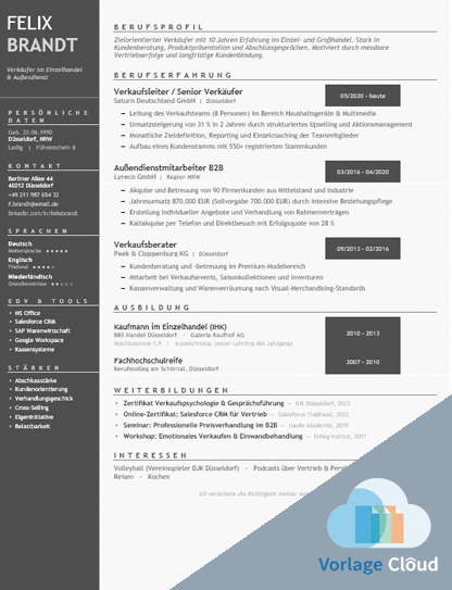 Lebenslauf Fuer Verkaeufer Word