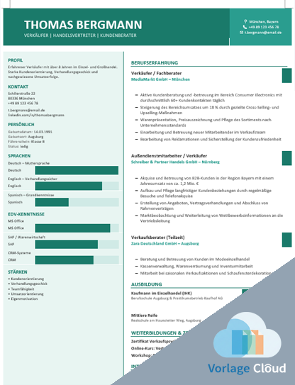 Lebenslauf Fuer Verkaeufer