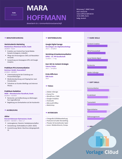 lebenslauf fur studium vorlage