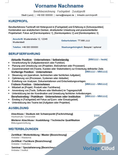 lebenslauf kostenlose vorlage