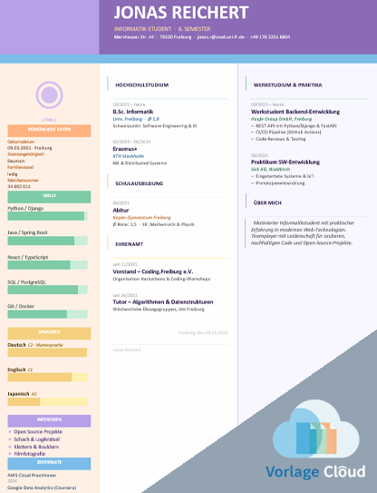 lebenslauf praktikum vorlage