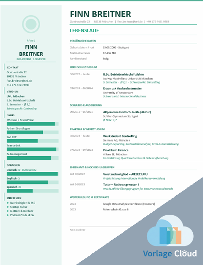 lebenslauf studium ohne abschluss