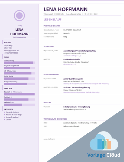 lebenslauf uni vorlage kostenlos