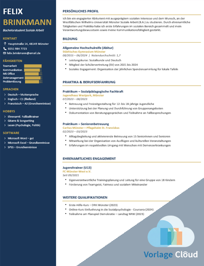 lebenslauf uni vorlage