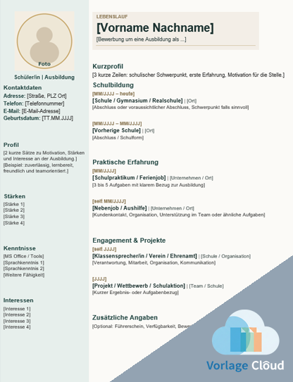 lebenslauf vorlage kostenlos word