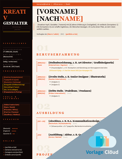 lebenslauf vorlage kreativ