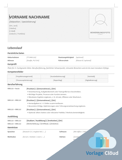 muster für tabellarischen lebenslauf