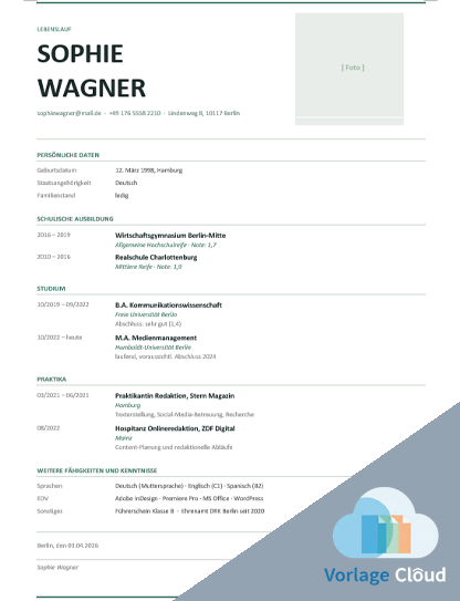 tabellarischer lebenslauf vorlage