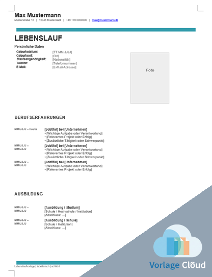 tabellarischer lebenslauf word