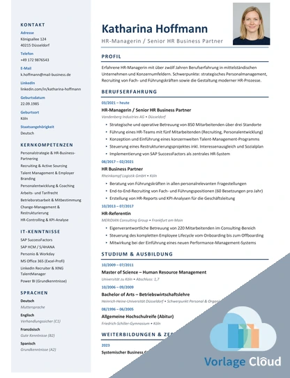 HR management lebenslauf