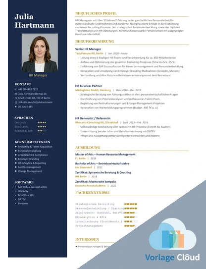 HR managerin lebenslauf vorlage