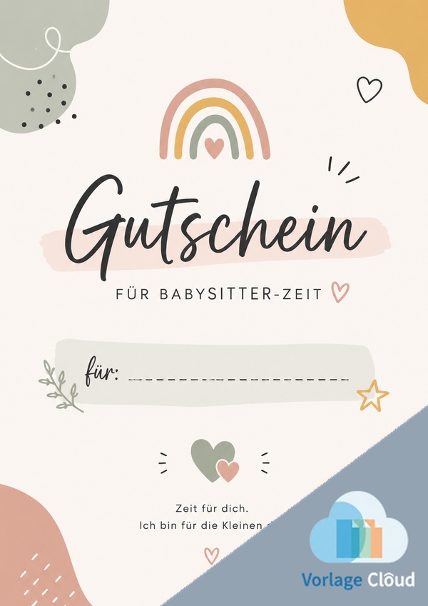 babysitter gutschein vorlage zum ausdrucken