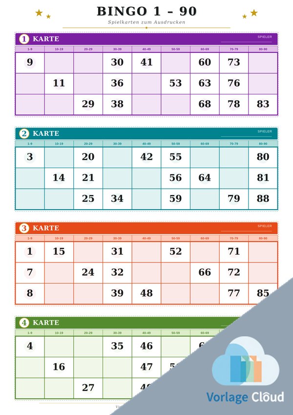 Bingo Karten 1 90 Ausdrucken