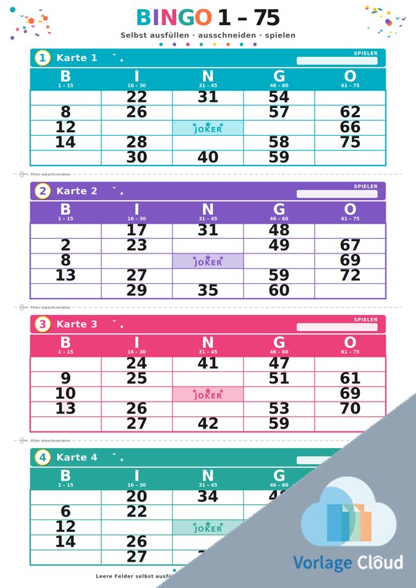 bingo karten bis 75 zum ausdrucken