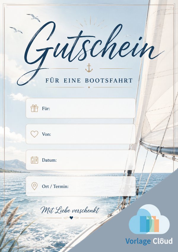 bootsfahrt gutschein vorlage zum ausdrucken