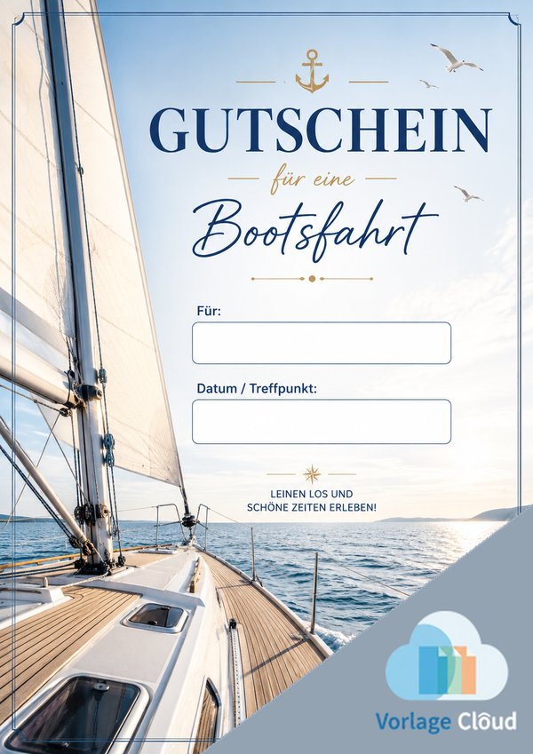 bootsfahrt gutschein vorlage zum herunterladen
