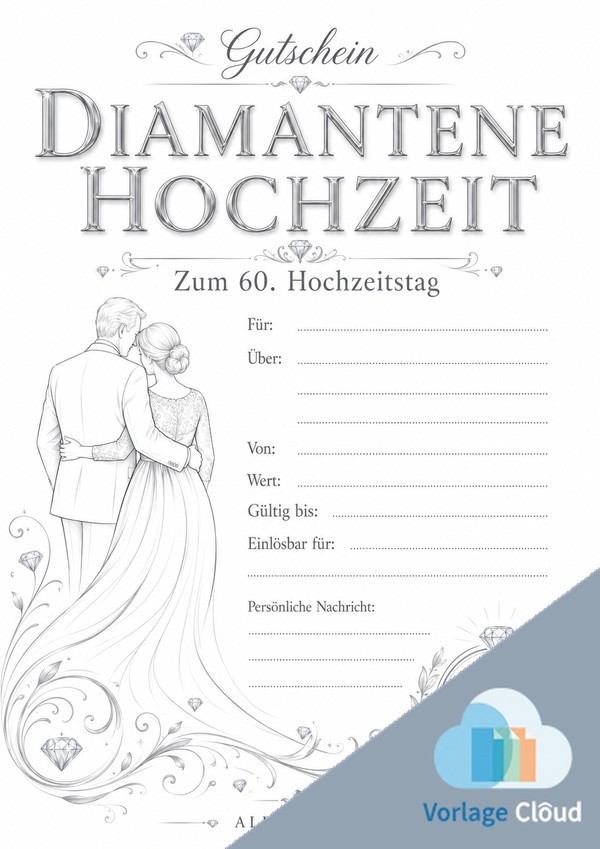 diamantene hochzeit gutschein zum ausdrucken