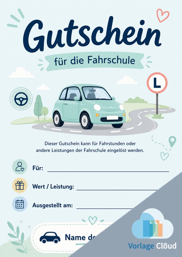 fahrschule gutschein vorlage kostenlos