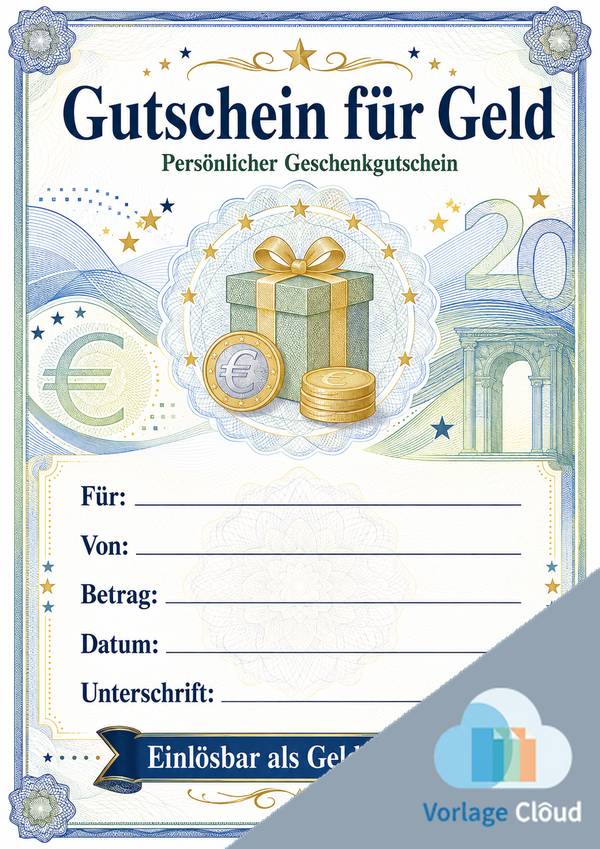 geld gutschein vorlage kostenlos