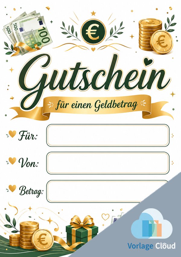 geld gutschein vorlage zum ausdrucken