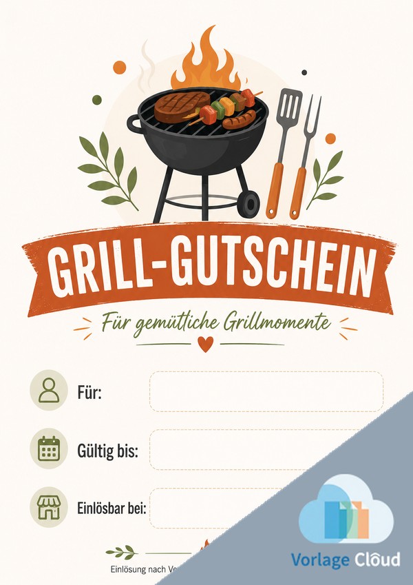 grill gutschein vorlage zum herunterladen