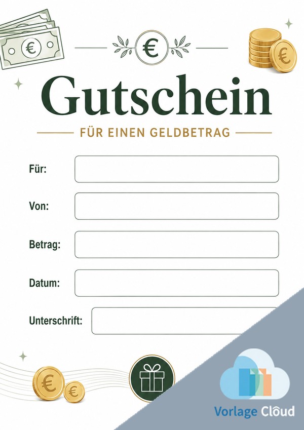 gutschein geld vorlage zum ausdrucken