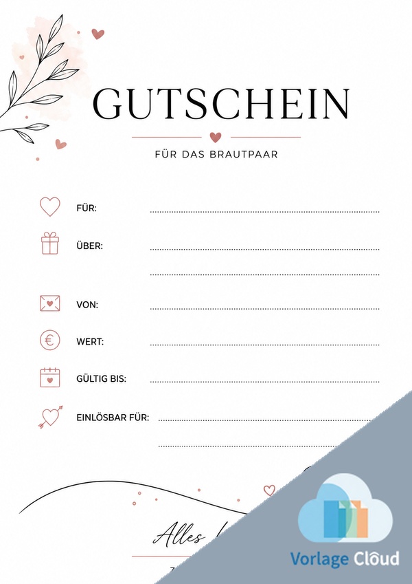 gutschein hochzeit vorlage kostenlos
