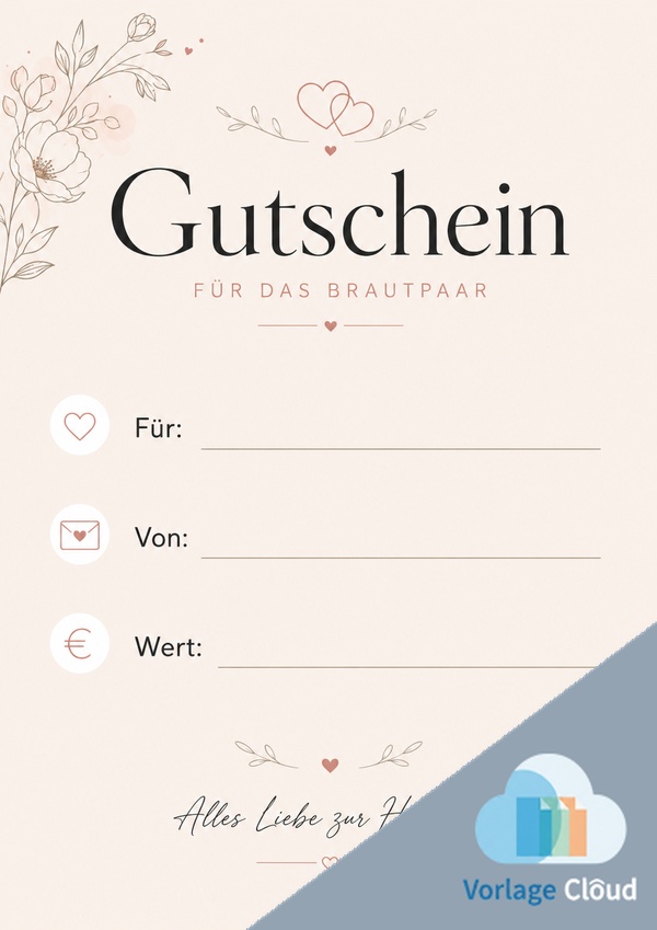 gutschein hochzeit zum ausdrucken