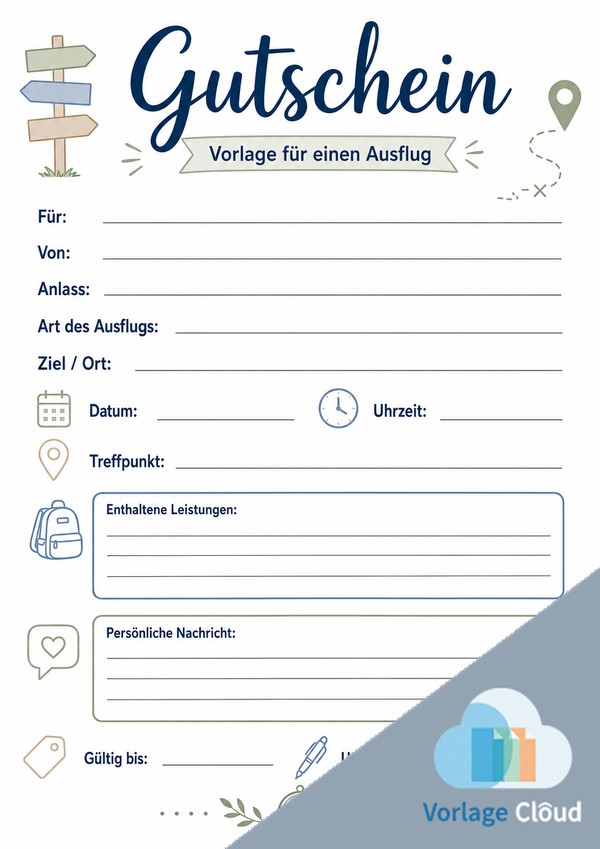 gutschein vorlage ausflug zum ausdrucken