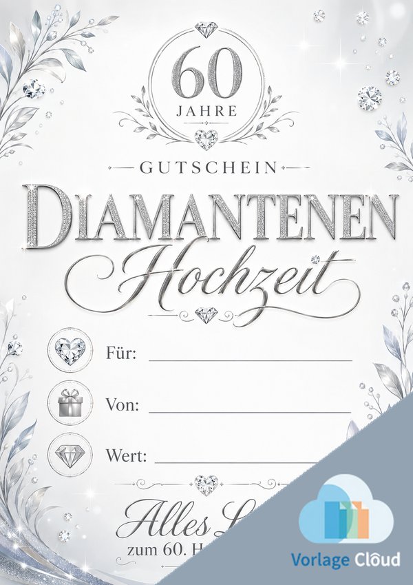 Gutschein Vorlage Für Diamantene Hochzeit Wm