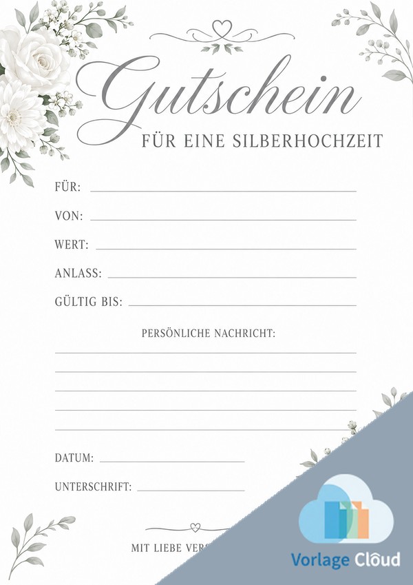 gutschein vorlage silberhochzeit