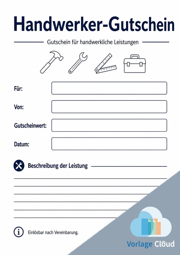 handwerker gutschein muster