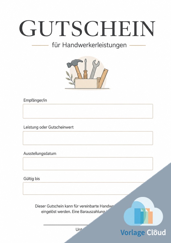 handwerker gutschein vorlage kostenlos