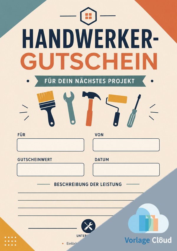 handwerker gutschein vorlage zum ausdrucken
