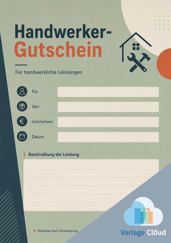 handwerker gutschein vorlage zum herunterladen